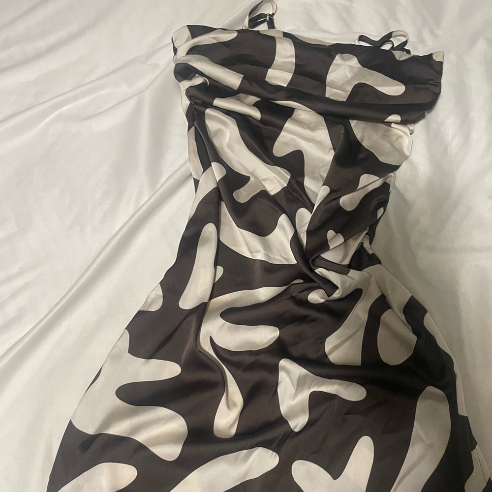 brown and white dress